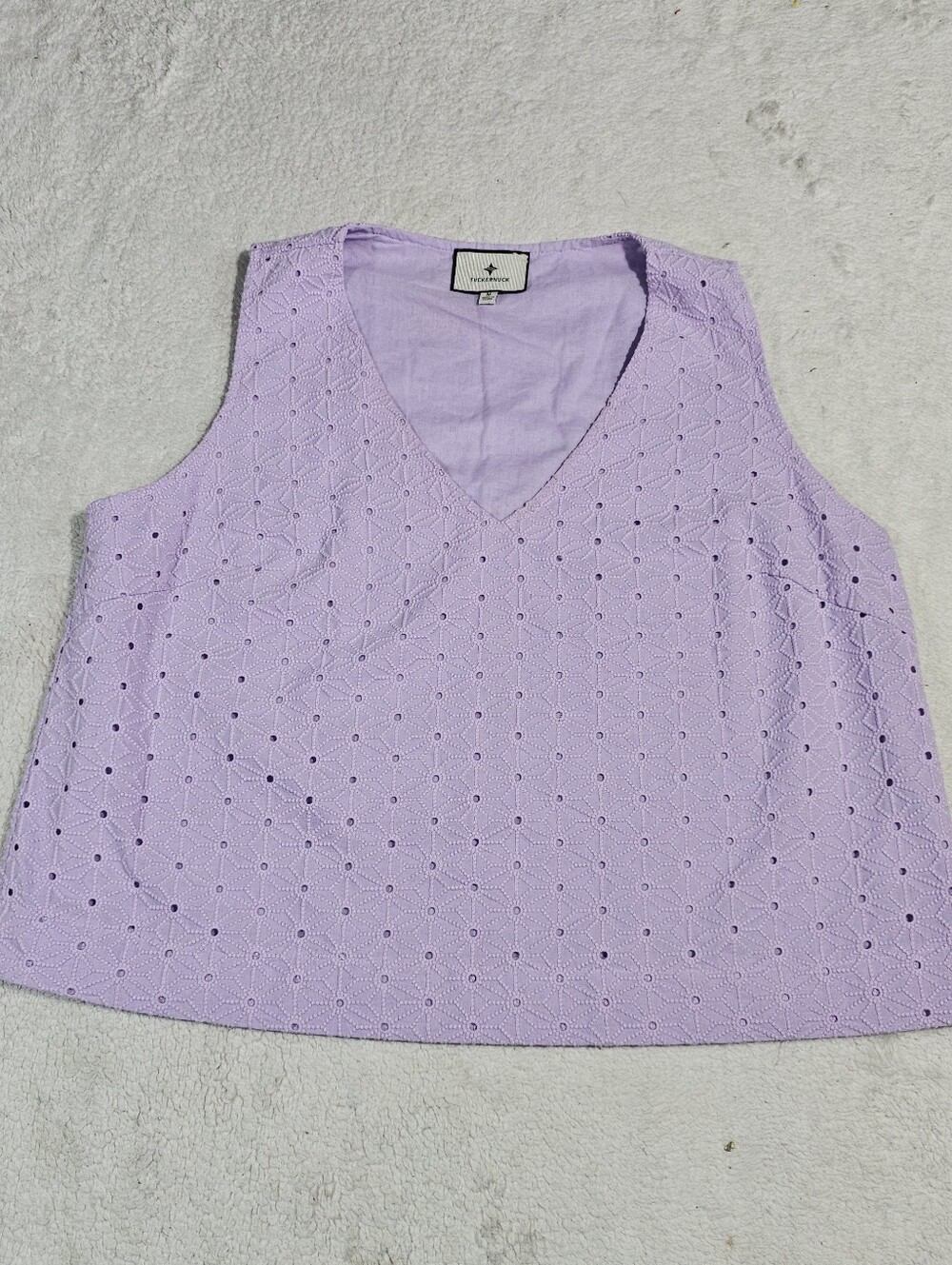 Tuckernuck Eyelet V‑Neck Sleeveless Top in Lavender by